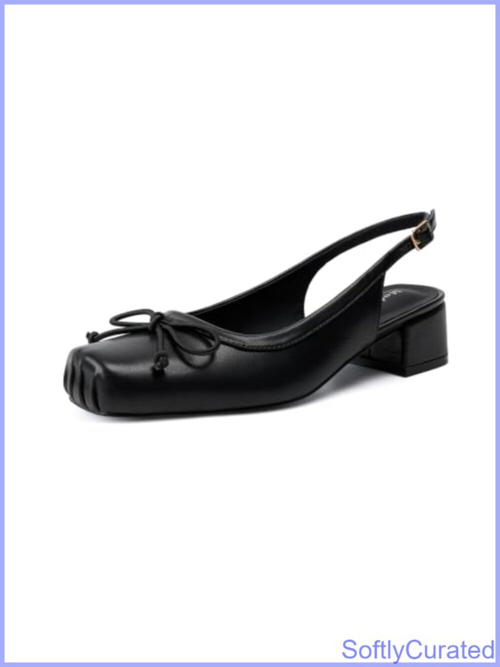 Ballet Mary Jane Slingback Pumps Low Chunky Block Heels Square Toe